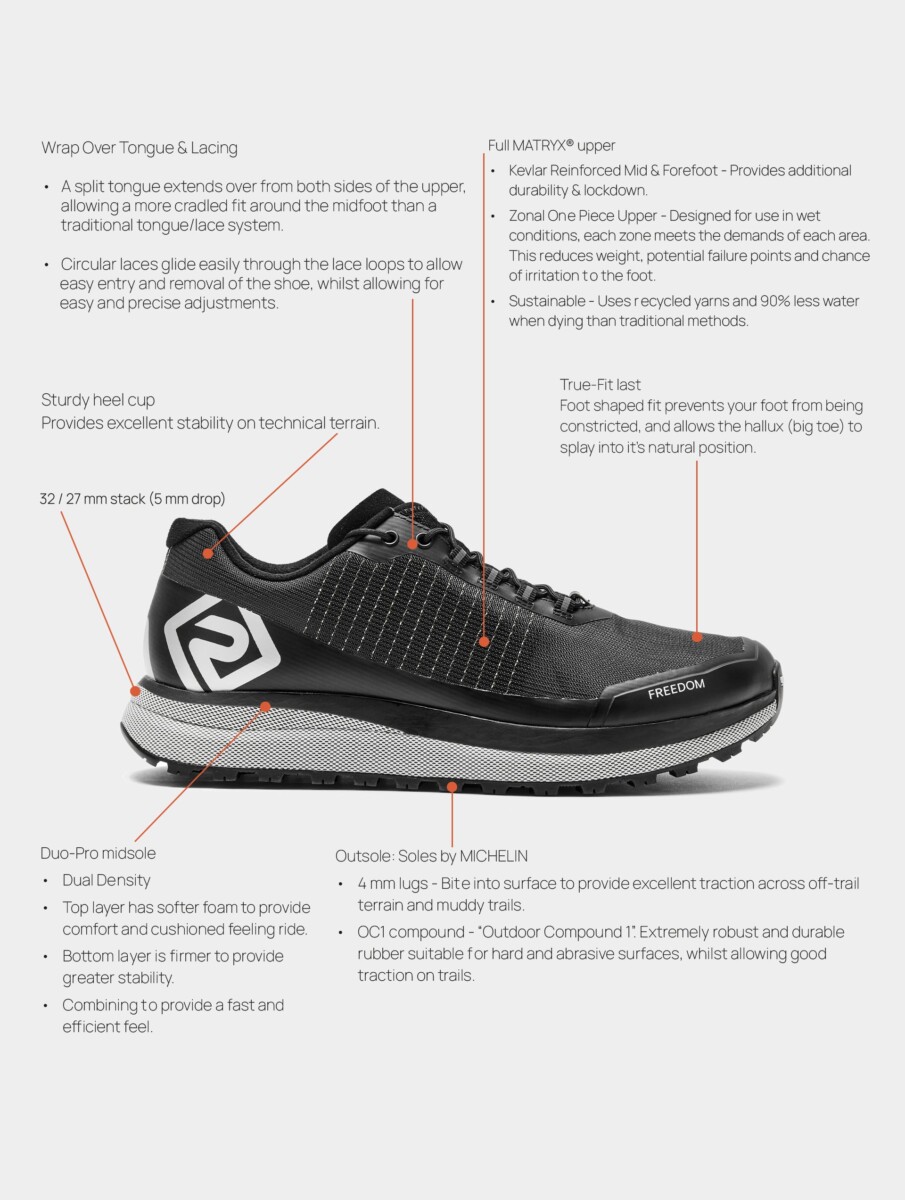 ronhill trail running shoes FREEDOM BLACK info